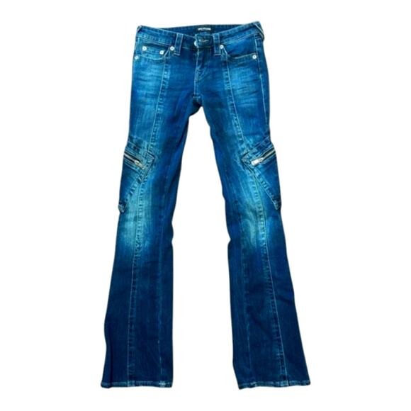 True Religion Bootcut Jeans Womens Dark Wash Denim Zipper Pocket‎ Detail - Picture 7 of 12